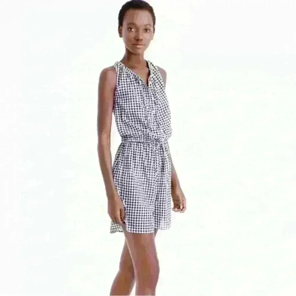 J. Crew Navy and White Gingham Romper Sz. XS Light weight - Picture 2 of 7